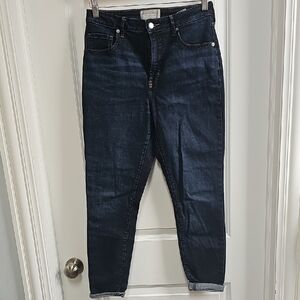 Everlane Blue Skinny Jeans with High-Rise Waist and Tapered Legs